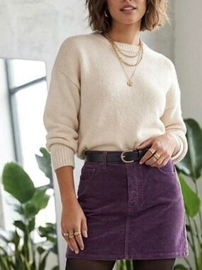 Levi's Icon Skirt Corduroy Purple A Line Button Fly Mini Size 26 EUC